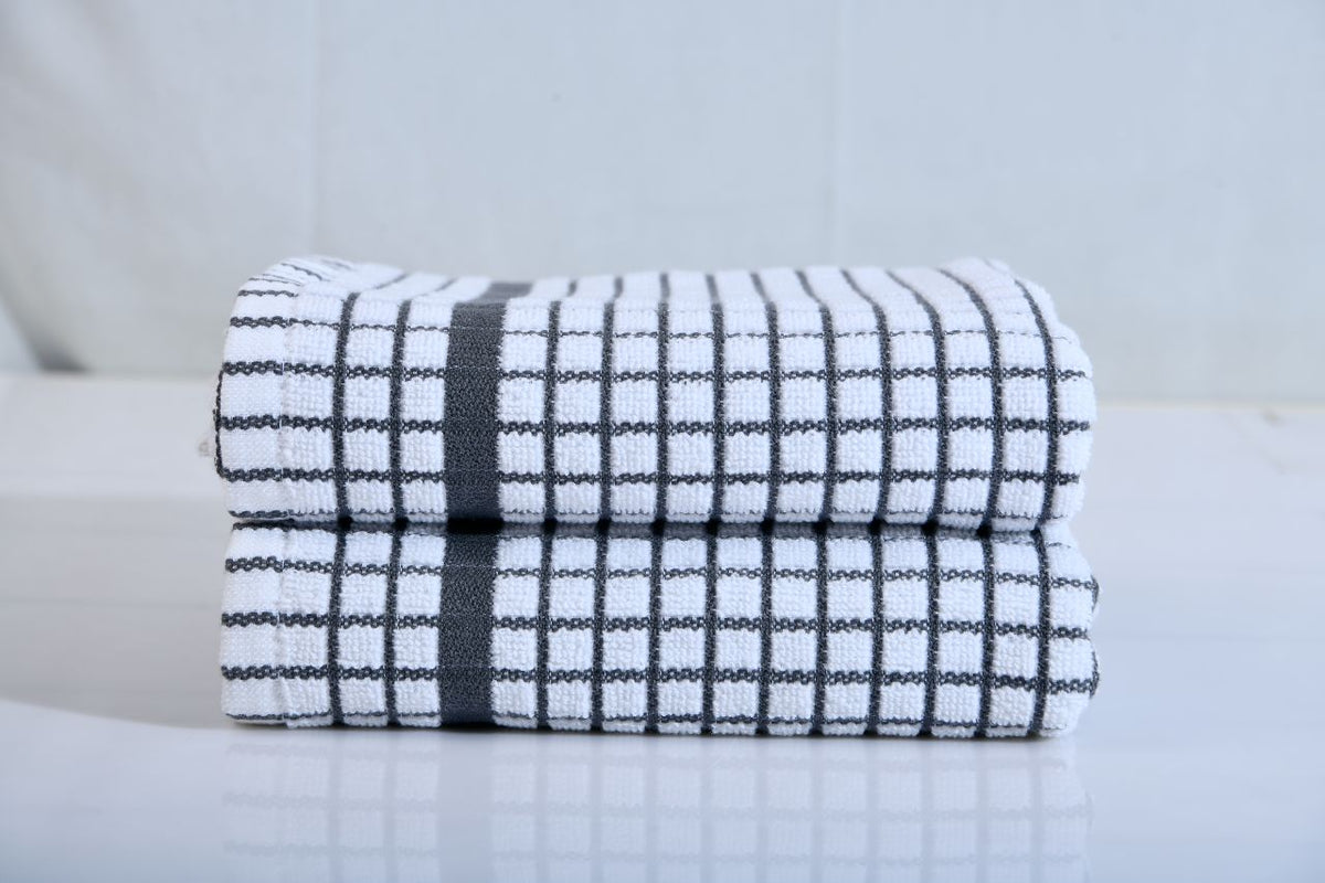 Washed Linen Gingham Tea Towel Set, Linen Kitchen Towels White Red