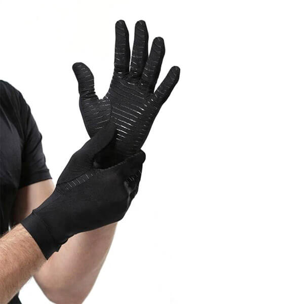 men wearing compression gloves